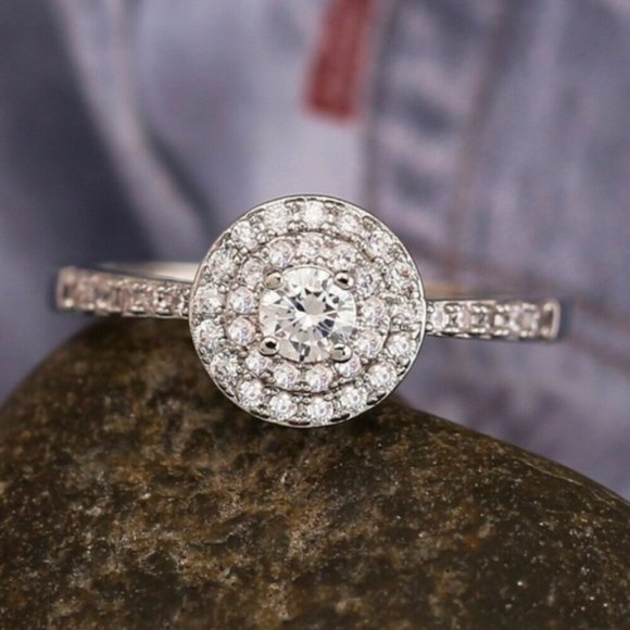 Elegant 925 Silver White sapphire Wedding Ring New